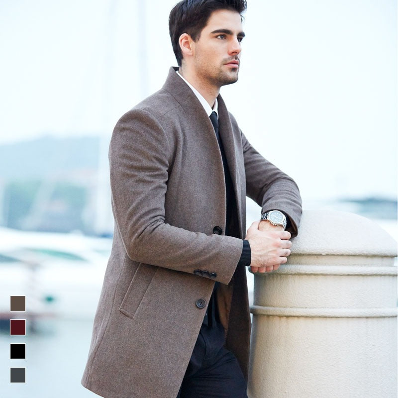 men's woolen coat, European and American casual woolen windbreaker coat, large M-6XL in stock