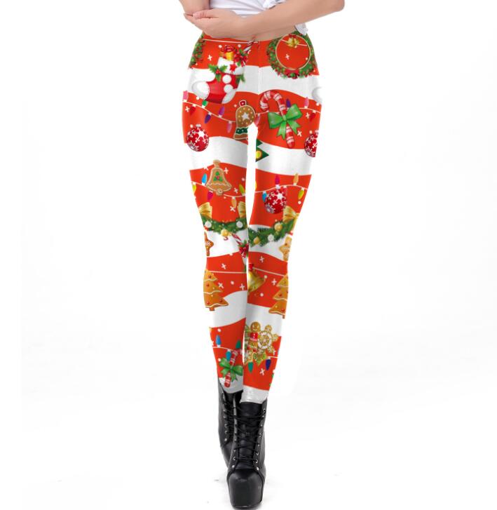 Snowflake Tree Leggings Women Plus Size Leggins Christmas Bell Autumn Winter Festival Legging
