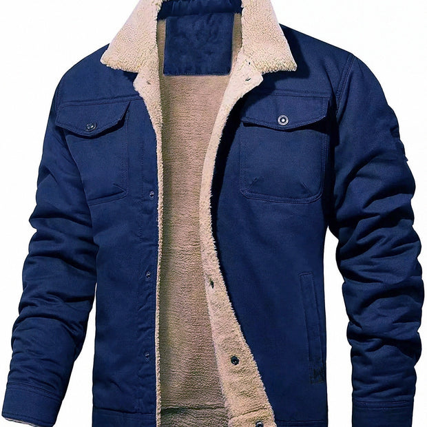 New men's plush cotton workwear casual jacket for spring and autumn seasons, men's jacket