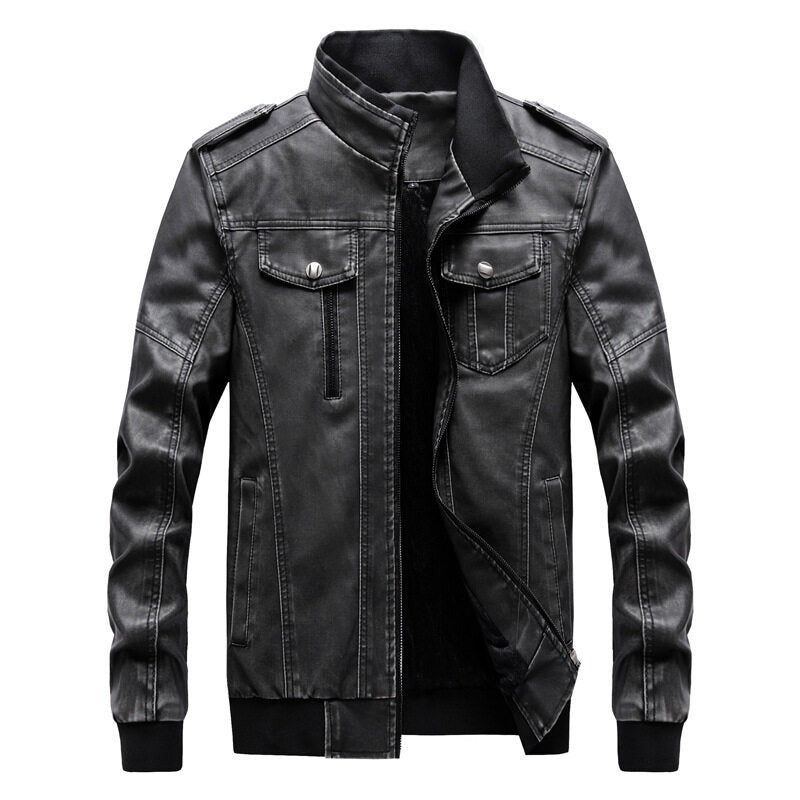 New Autumn and Winter Men's Leather Jacket Motorcycle Baseball Jacket Plus Size