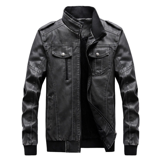 New Autumn and Winter Men's Leather Jacket Motorcycle Baseball Jacket Plus Size
