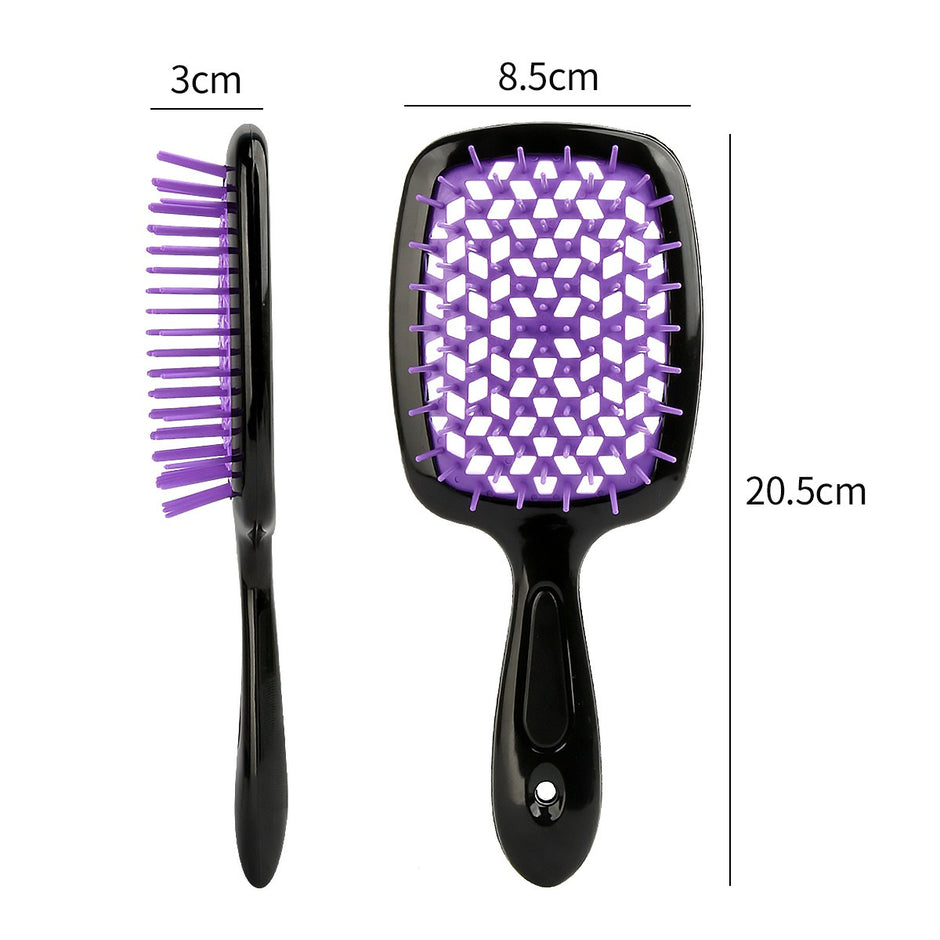 Peine de masaje hueco en forma de panal, peine de rejilla para cabello liso, peine de doble propósito para cabello liso seco y húmedo, peine para peinar cabello rizado y esponjoso