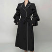 Gabardina para mujer con volantes, mangas acampanadas, cintura alta con cinturón, elegante abrigo largo superlargo, abrigo informal nuevo de otoño 