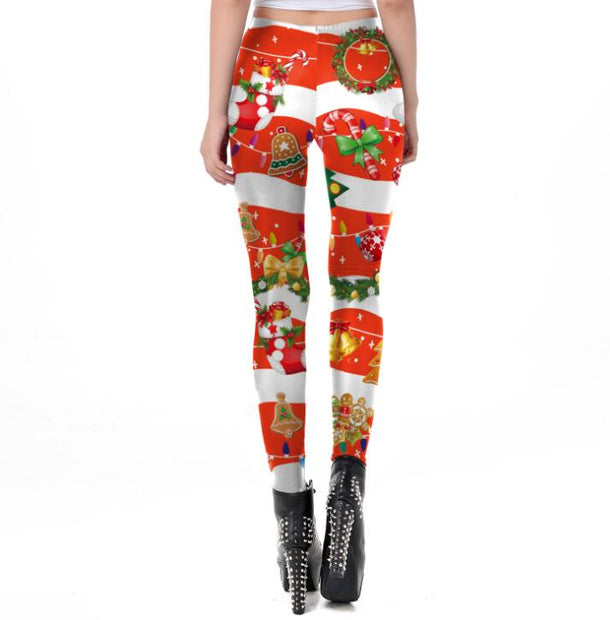 Snowflake Tree Leggings Women Plus Size Leggins Christmas Bell Autumn Winter Festival Legging