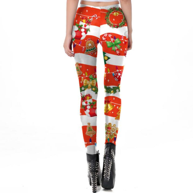 Snowflake Tree Leggings Women Plus Size Leggins Christmas Bell Autumn Winter Festival Legging
