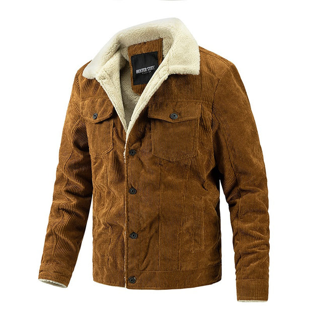 New Men's Corduroy Plush Jacket Fashion Casual Coat Fashion Men's Wear