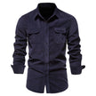 Men's Autumn Cotton Basic Japanese Corduroy Business Shirt Slim Casual Shirt New Long Sleeve Coat