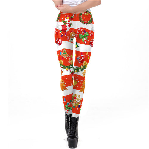 Snowflake Tree Leggings Women Plus Size Leggins Christmas Bell Autumn Winter Festival Legging