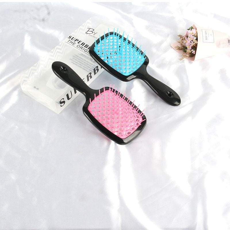 Peine de masaje hueco en forma de panal, peine de rejilla para cabello liso, peine de doble propósito para cabello liso seco y húmedo, peine para peinar cabello rizado y esponjoso