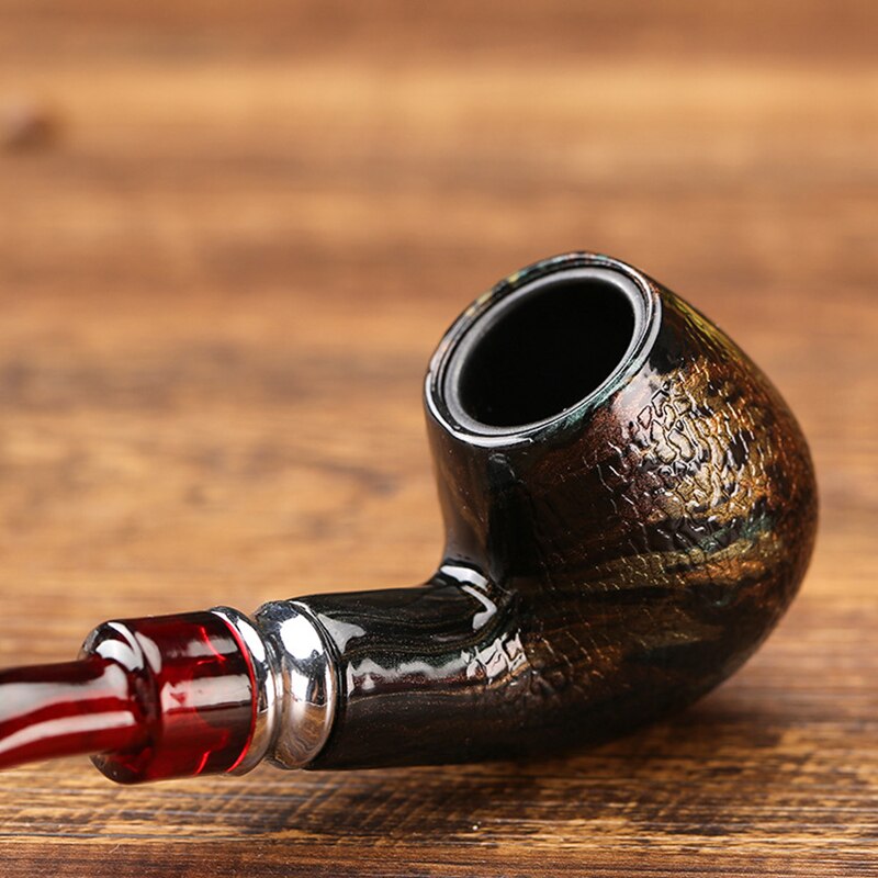 Snake Scale Resin Pipes Chimney Double Filter Wood Smoking Pipe Herb Tobacco Pipe Cigar Narguile Weed Grinder Smoke
