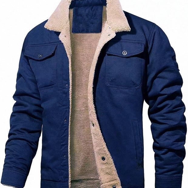 Men's jacket with plush cotton fabric, casual jacket, men's jacket
