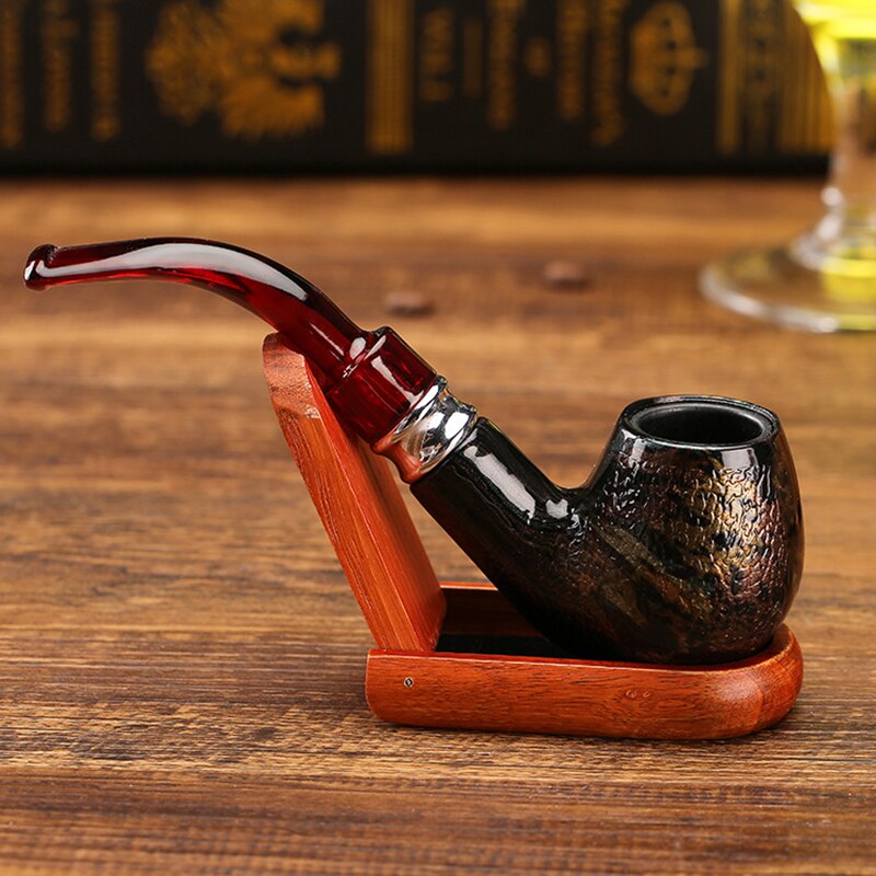 Snake Scale Resin Pipes Chimney Double Filter Wood Smoking Pipe Herb Tobacco Pipe Cigar Narguile Weed Grinder Smoke