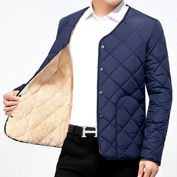 Men's Down Cotton Liner Short Winter Clothing New Middle-Aged And Old Large Cotton Padded Jacket With Velvet Thickened Cotton Padded Jacket For Father