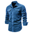 Men's Autumn Cotton Basic Japanese Corduroy Business Shirt Slim Casual Shirt New Long Sleeve Coat
