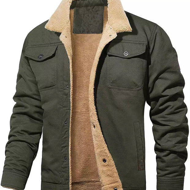 Men's jacket with plush cotton fabric, casual jacket, men's jacket