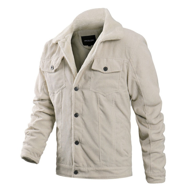 New Men's Corduroy Plush Jacket Fashion Casual Coat Fashion Men's Wear