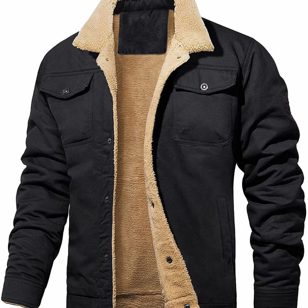 New men's plush cotton workwear casual jacket for spring and autumn seasons, men's jacket