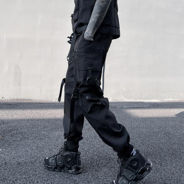 Spring new men functional style overalls men trend loose corset paratrooper multi pocket youth trousers