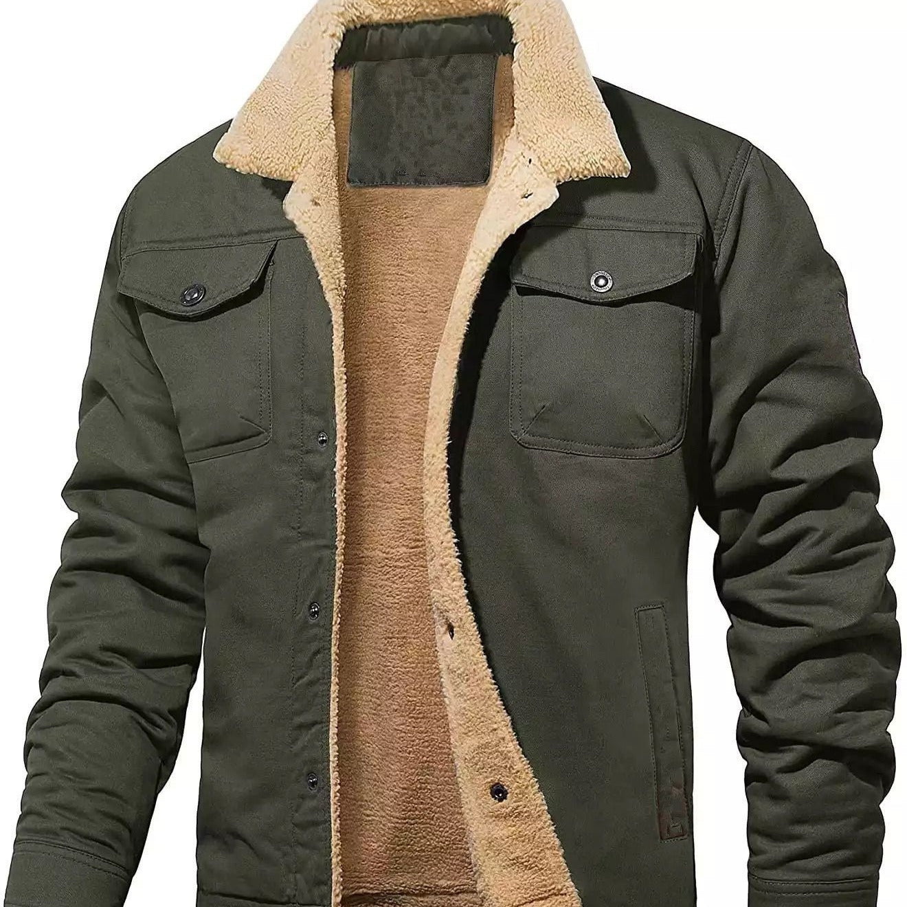 Men's jacket with plush cotton fabric, casual jacket, men's jacket