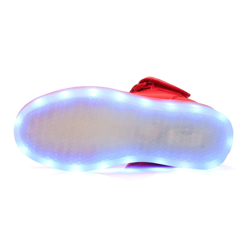 Led Children Shoes USB Charging Basket Shoes With Light Up Kids Casual Boys&Girls Luminous Sneakers Gold silver