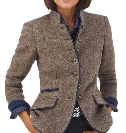 Multi button color blocking spring new women's woolen jacket