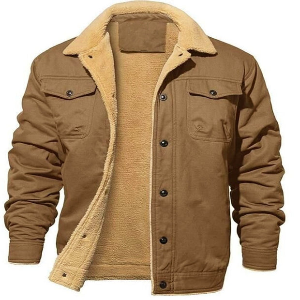 Men's jacket with plush cotton fabric, casual jacket, men's jacket