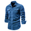 Men's Autumn Cotton Basic Japanese Corduroy Business Shirt Slim Casual Shirt New Long Sleeve Coat