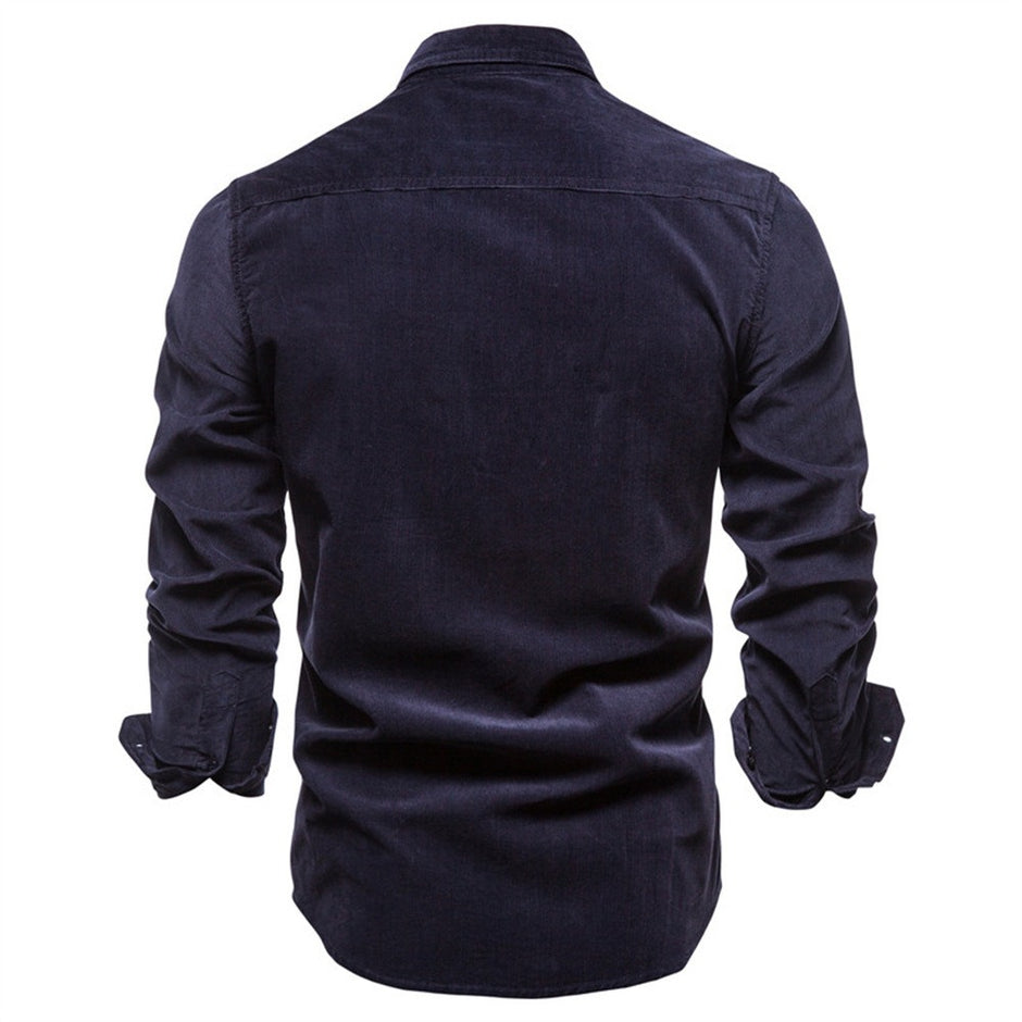 Men's Autumn Cotton Basic Japanese Corduroy Business Shirt Slim Casual Shirt New Long Sleeve Coat