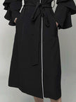 Gabardina para mujer con volantes, mangas acampanadas, cintura alta con cinturón, elegante abrigo largo superlargo, abrigo informal nuevo de otoño 