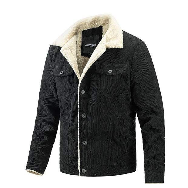 New Men's Corduroy Plush Jacket Fashion Casual Coat Fashion Men's Wear