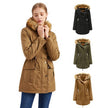Women's plus size plus velvet cotton padded jacket with hooded fur collar winter warm jacket plus size womens padded jacket