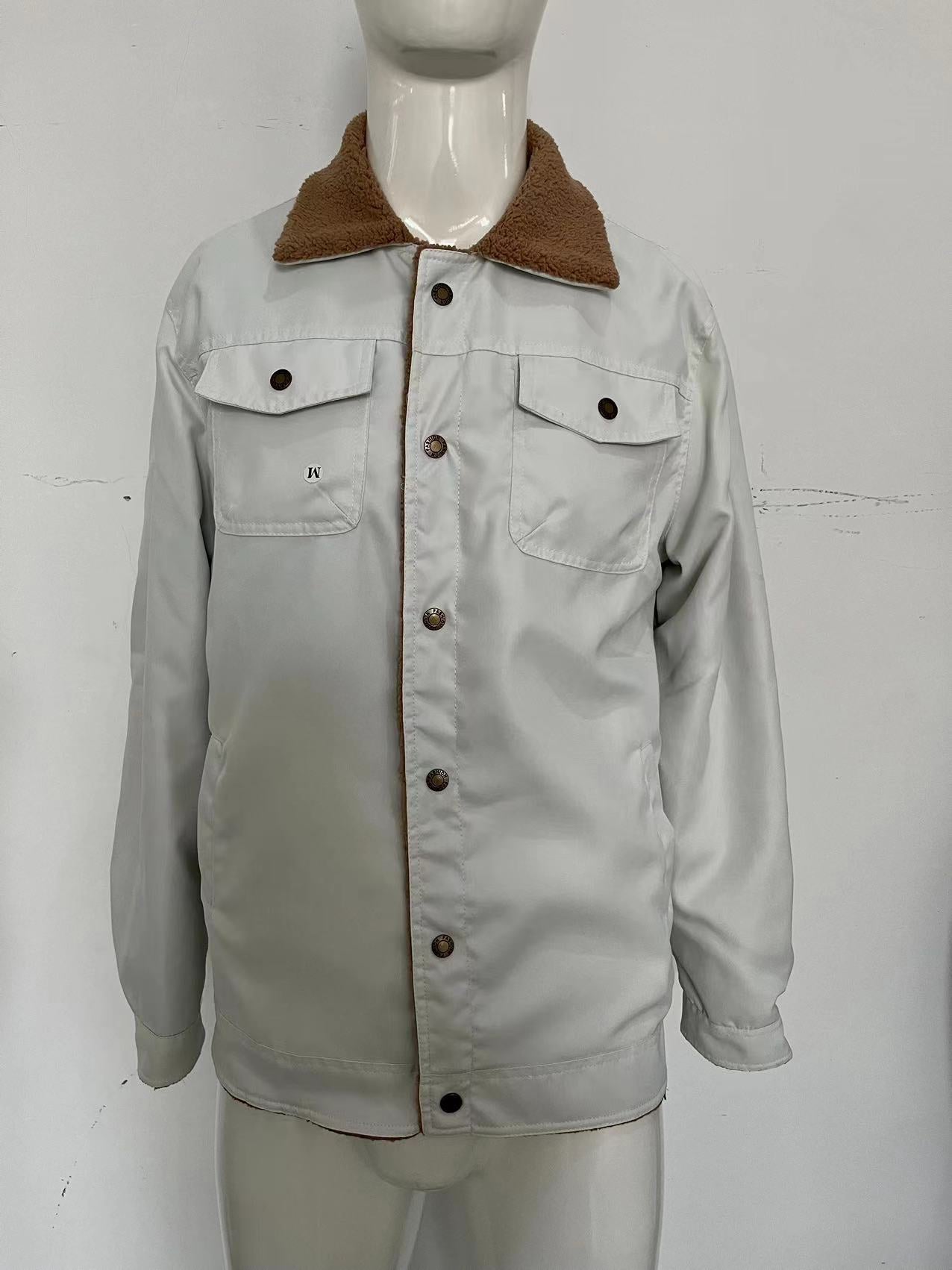 Men's jacket with plush cotton fabric, casual jacket, men's jacket