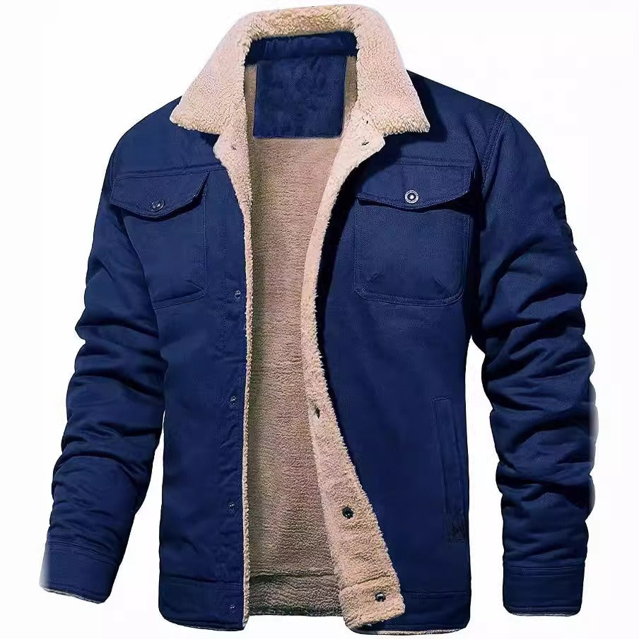 Men's jacket with plush cotton fabric, casual jacket, men's jacket