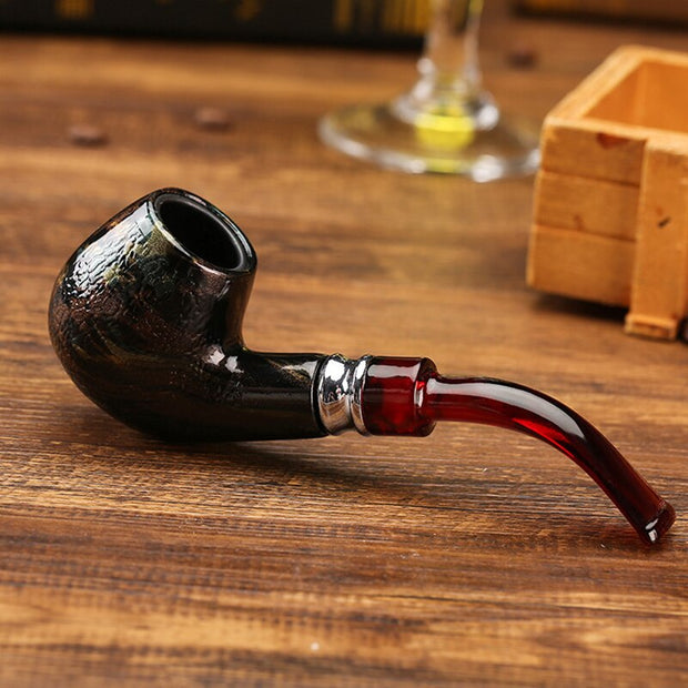 Snake Scale Resin Pipes Chimney Double Filter Wood Smoking Pipe Herb Tobacco Pipe Cigar Narguile Weed Grinder Smoke