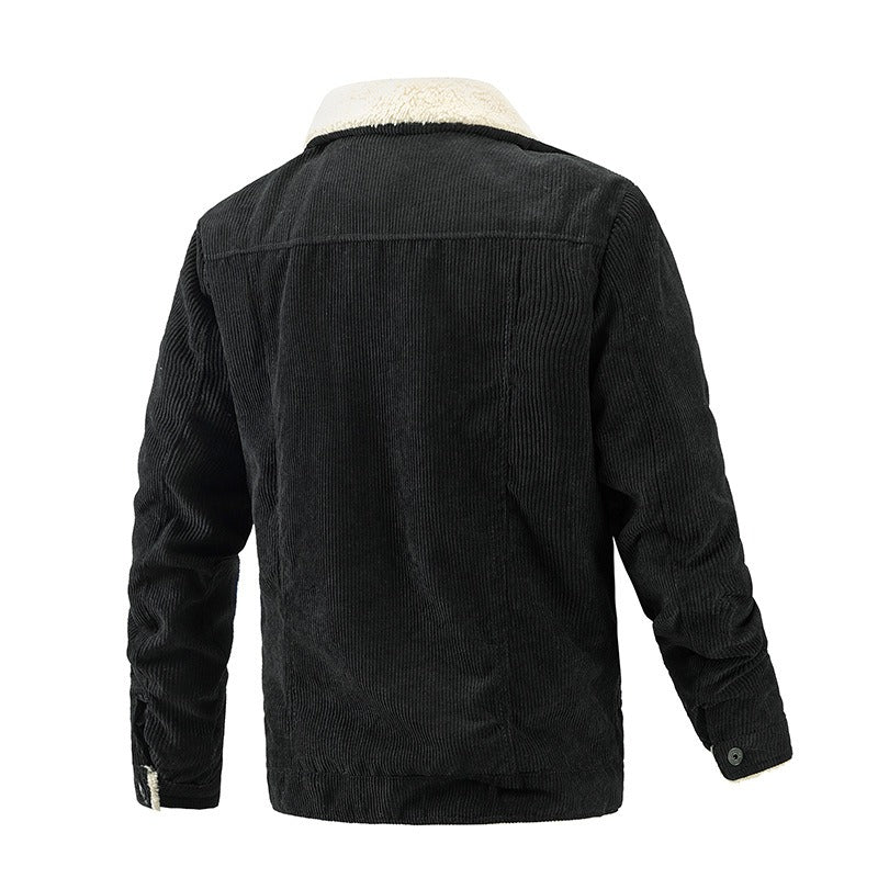 New Men's Corduroy Plush Jacket Fashion Casual Coat Fashion Men's Wear
