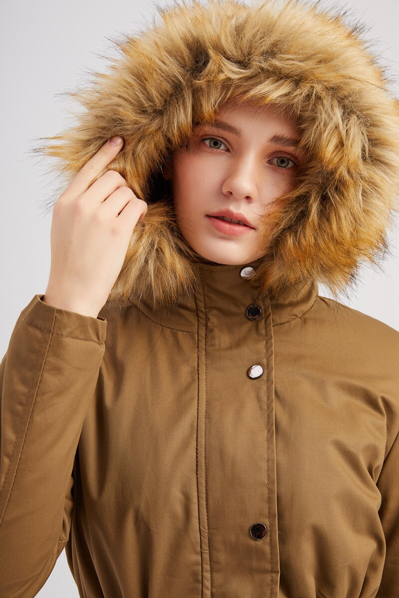 Women's plus size plus velvet cotton padded jacket with hooded fur collar winter warm jacket plus size womens padded jacket