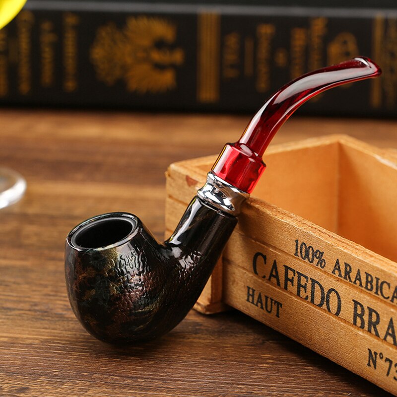 Snake Scale Resin Pipes Chimney Double Filter Wood Smoking Pipe Herb Tobacco Pipe Cigar Narguile Weed Grinder Smoke