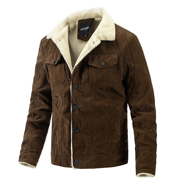 New Men's Corduroy Plush Jacket Fashion Casual Coat Fashion Men's Wear