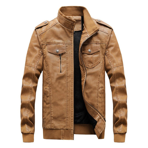 New Autumn and Winter Men's Leather Jacket Motorcycle Baseball Jacket Plus Size