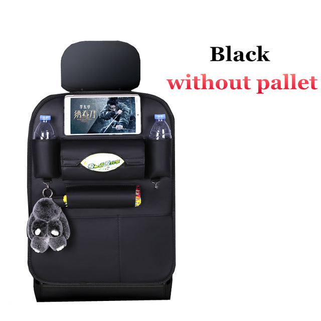 Car Seat Back Bag Folding Table Organizer Pad Drink Chair Storage Pocket Box Travel Stowing Tidying Automobile Accessories