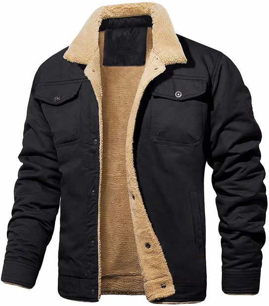 Men's jacket with plush cotton fabric, casual jacket, men's jacket