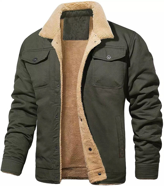 New men's plush cotton workwear casual jacket for spring and autumn seasons, men's jacket