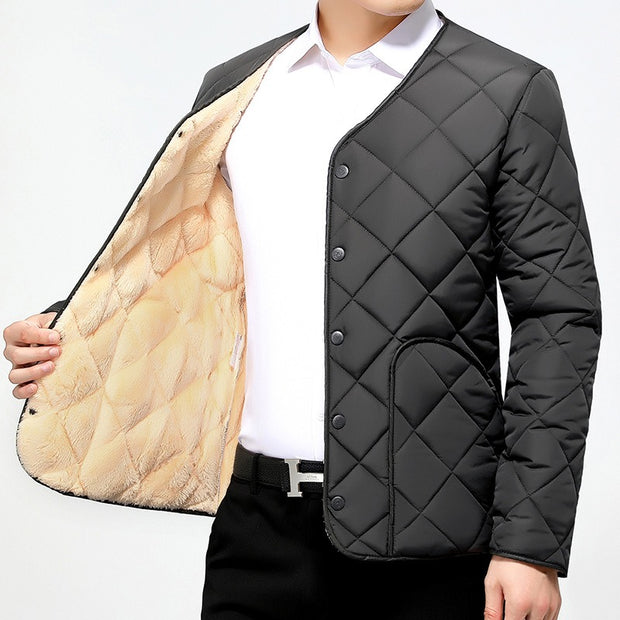 Men's Down Cotton Liner Short Winter Clothing New Middle-Aged And Old Large Cotton Padded Jacket With Velvet Thickened Cotton Padded Jacket For Father