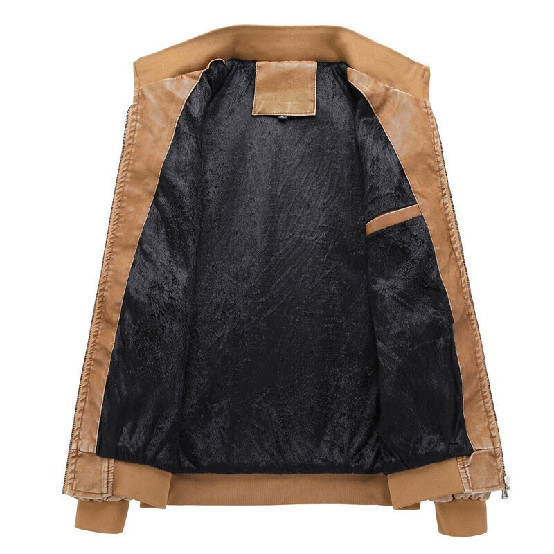 New Autumn and Winter Men's Leather Jacket Motorcycle Baseball Jacket Plus Size