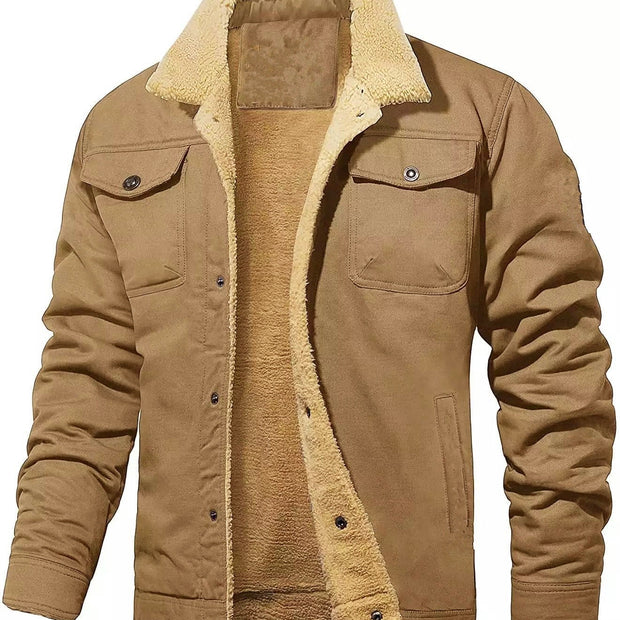 New men's plush cotton workwear casual jacket for spring and autumn seasons, men's jacket