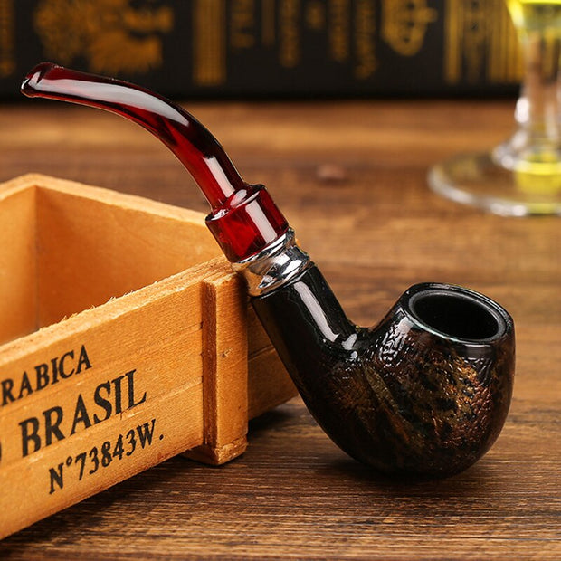 Snake Scale Resin Pipes Chimney Double Filter Wood Smoking Pipe Herb Tobacco Pipe Cigar Narguile Weed Grinder Smoke