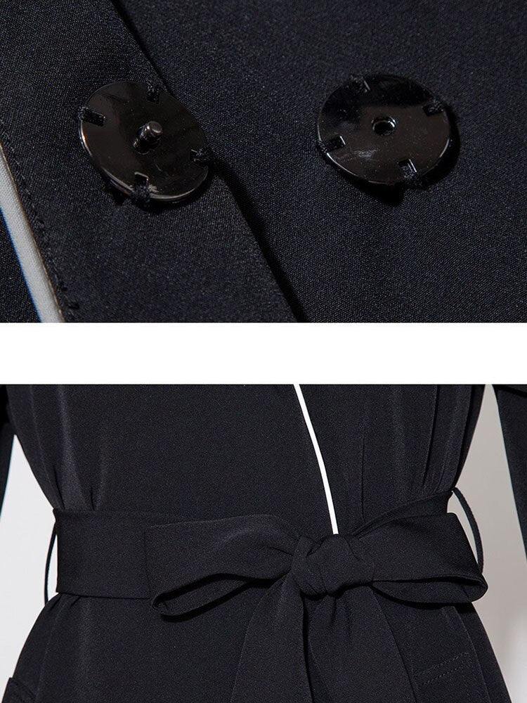 Gabardina para mujer con volantes, mangas acampanadas, cintura alta con cinturón, elegante abrigo largo superlargo, abrigo informal nuevo de otoño 