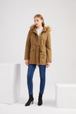 Women's plus size plus velvet cotton padded jacket with hooded fur collar winter warm jacket plus size womens padded jacket