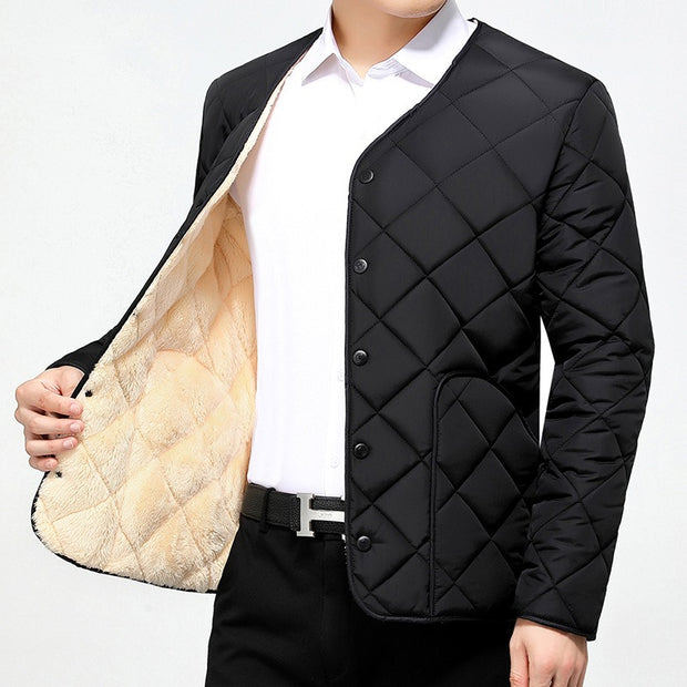 Men's Down Cotton Liner Short Winter Clothing New Middle-Aged And Old Large Cotton Padded Jacket With Velvet Thickened Cotton Padded Jacket For Father