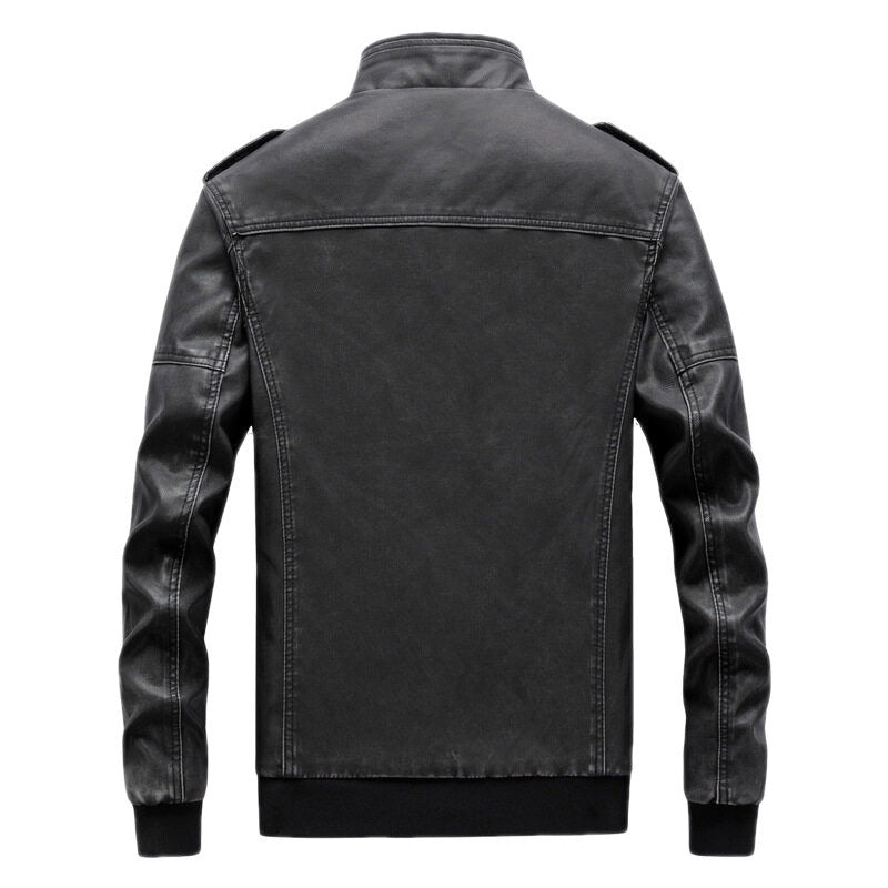 New Autumn and Winter Men's Leather Jacket Motorcycle Baseball Jacket Plus Size